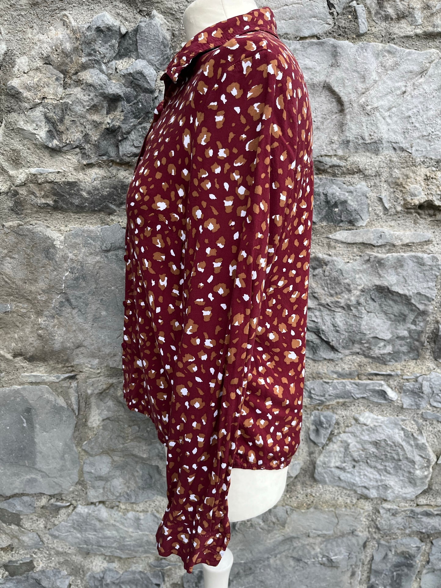 Maroon spotty shirt  uk 8-10