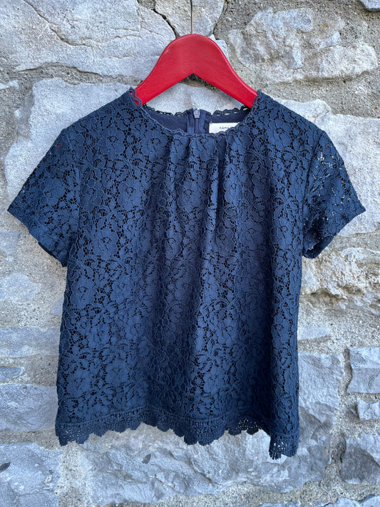 Navy lace short top   9-10y (134-140cm)