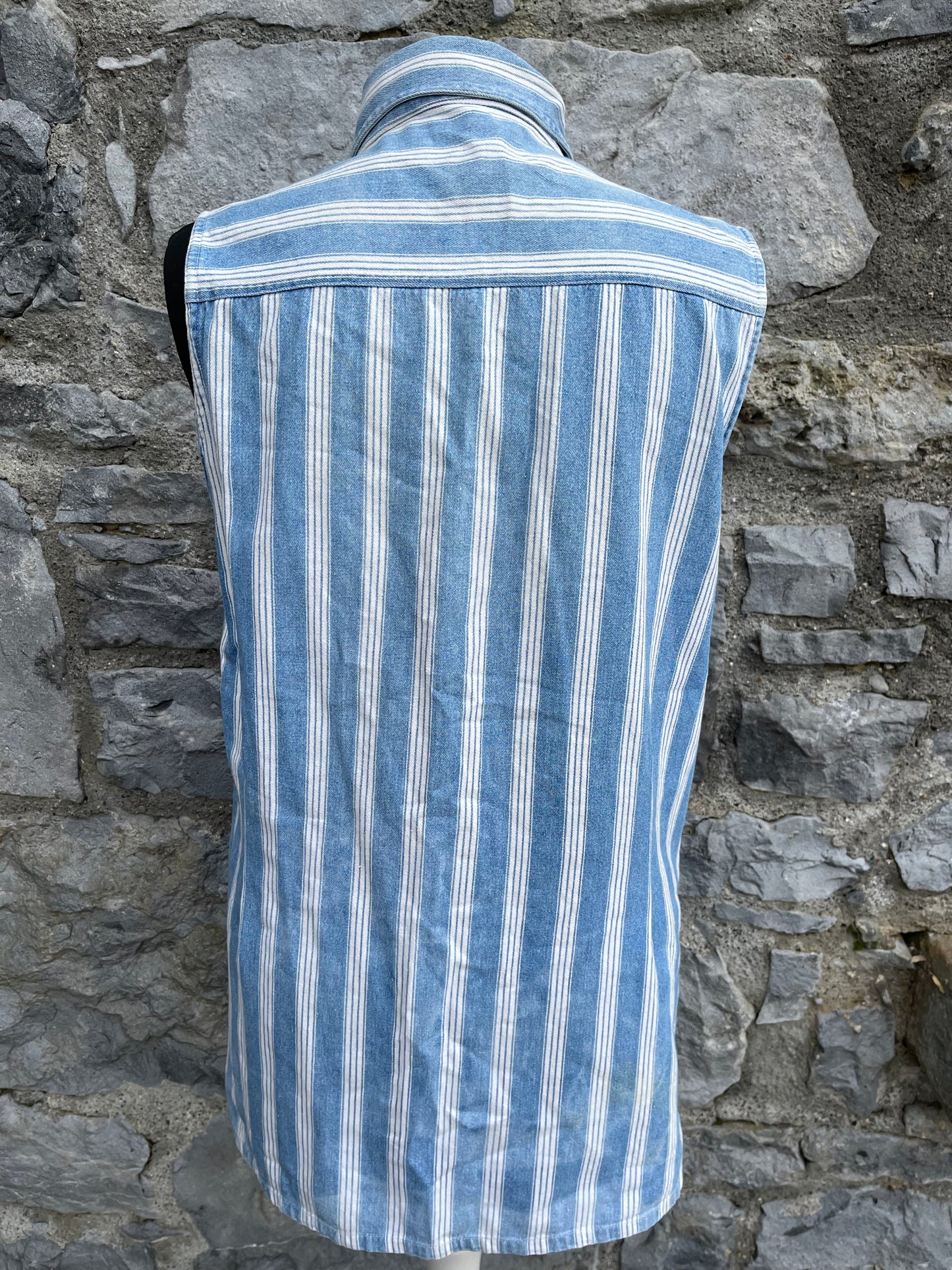 90s stripy denim sleeveless shirt uk 8