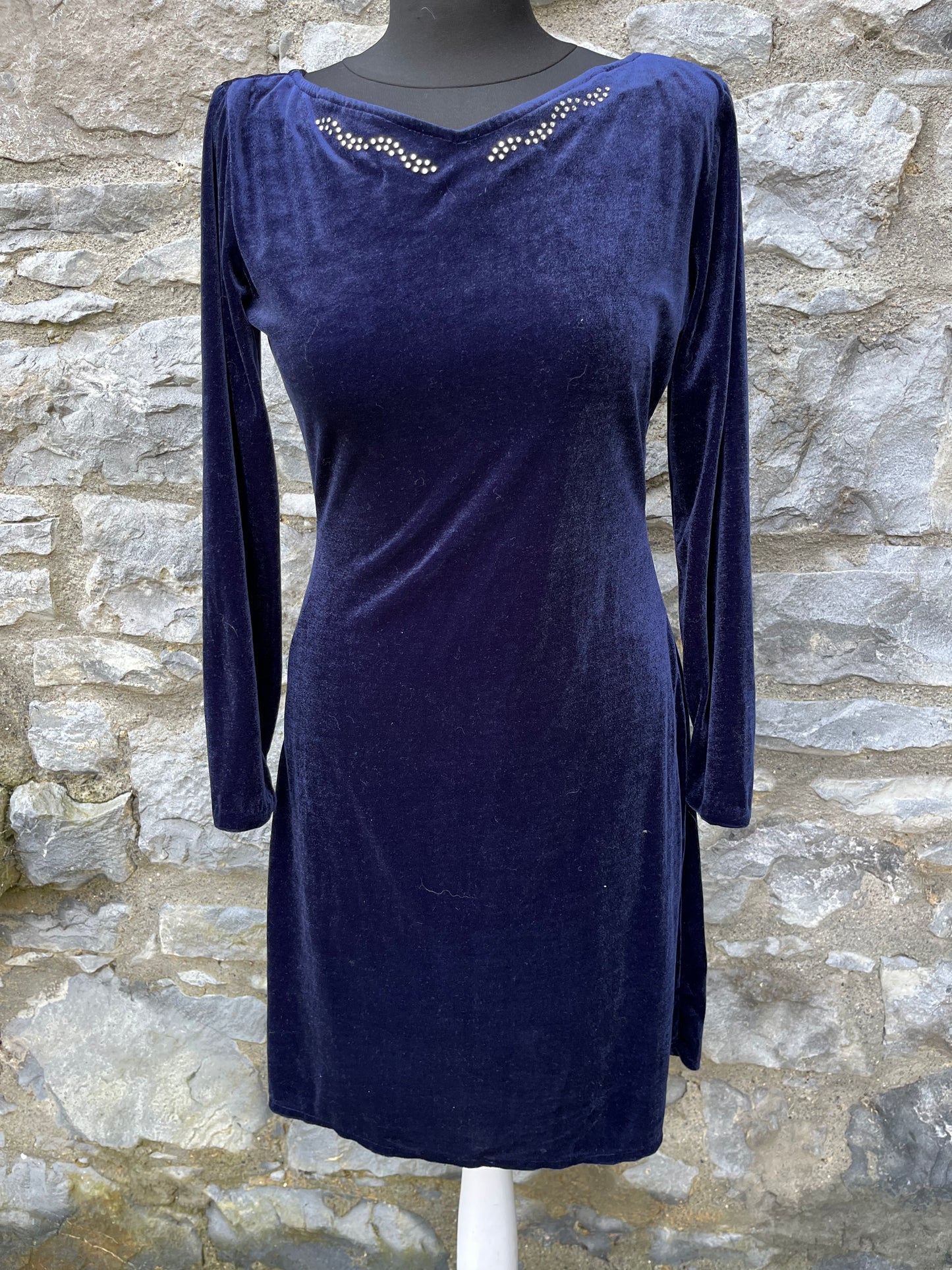 90s navy velvet dress uk 8