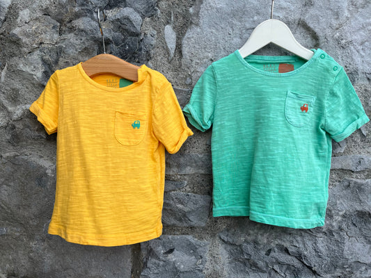 Green&yellow T-shirts   3-6m (62-68cm)