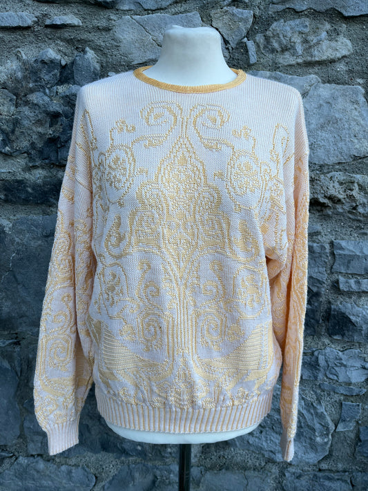 80s yellow pattern jumper  uk 12