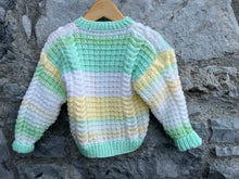 Load image into Gallery viewer, Green&amp;white cardigan    18-24m (86-92cm)
