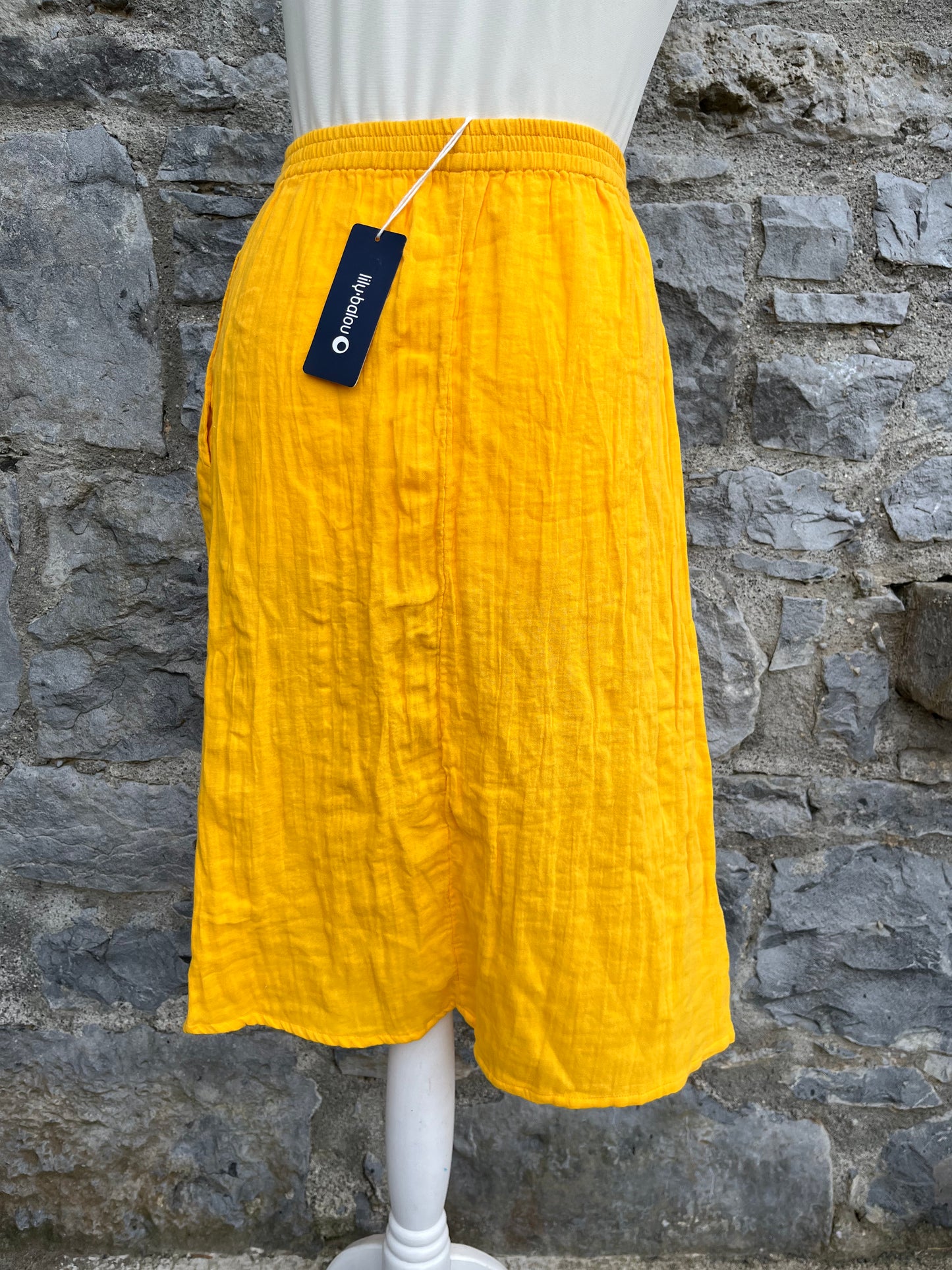 Yellow muslin skirt   uk 8