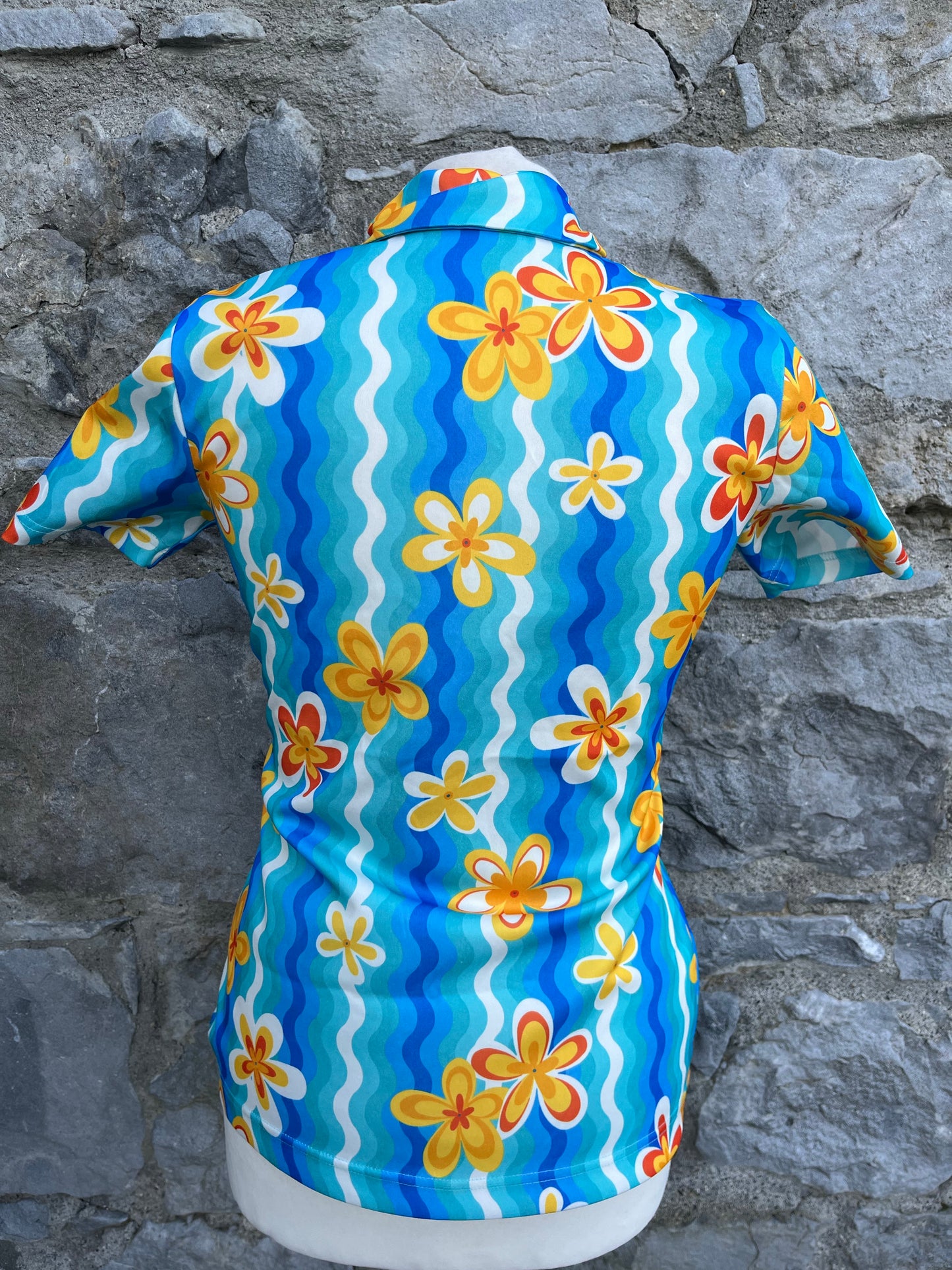 90s yellow flowers shirt uk 6-8