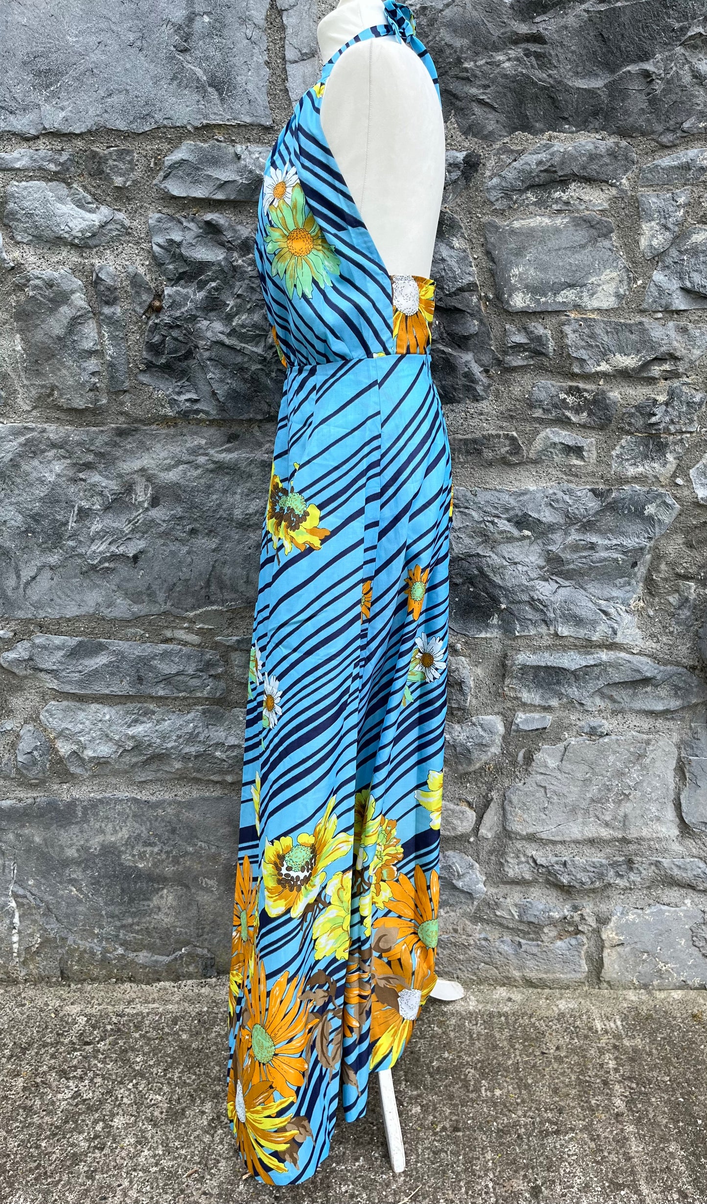 70s blue maxi dress uk 6-8