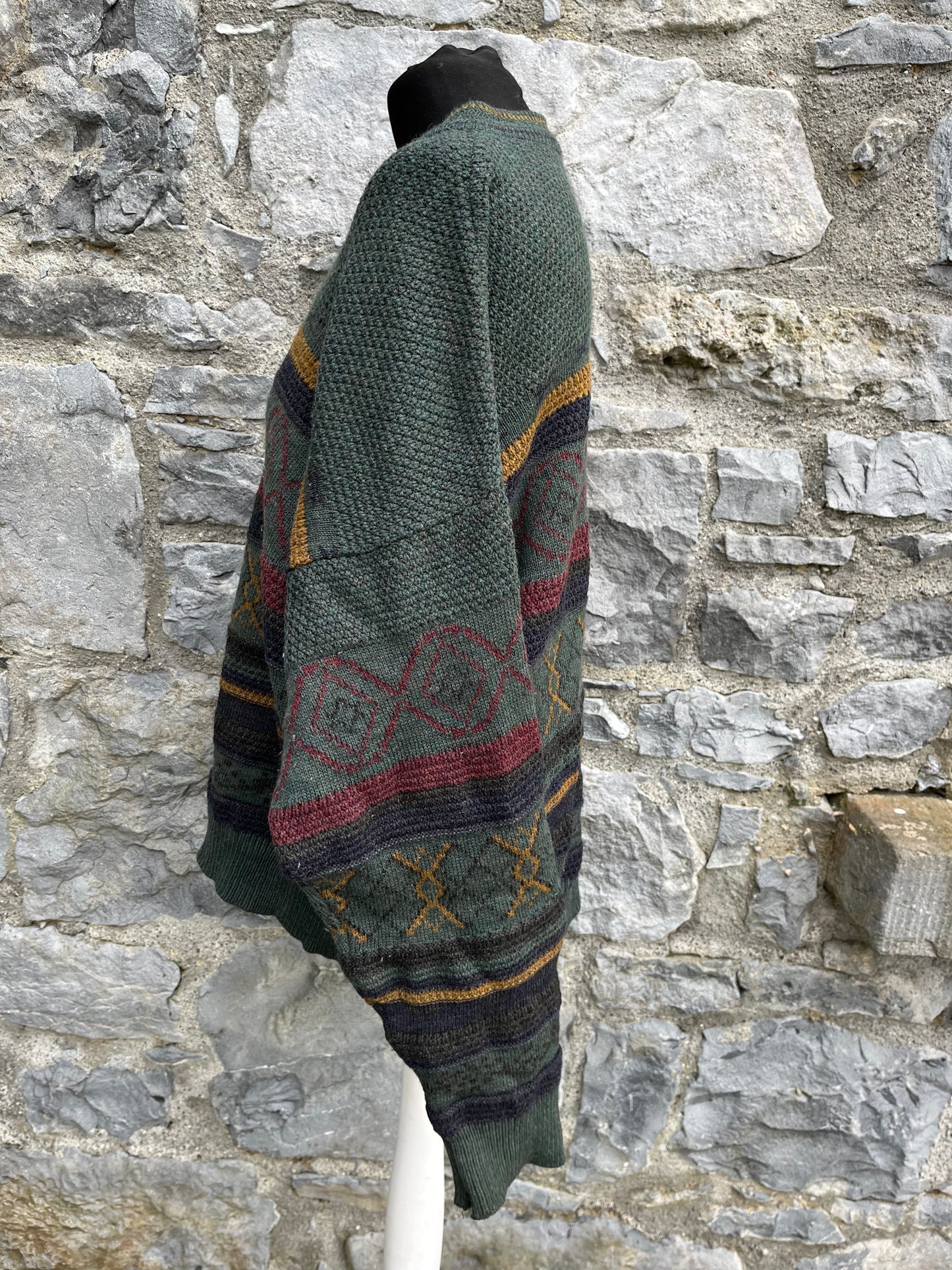 80s khaki geometric jumper M/L