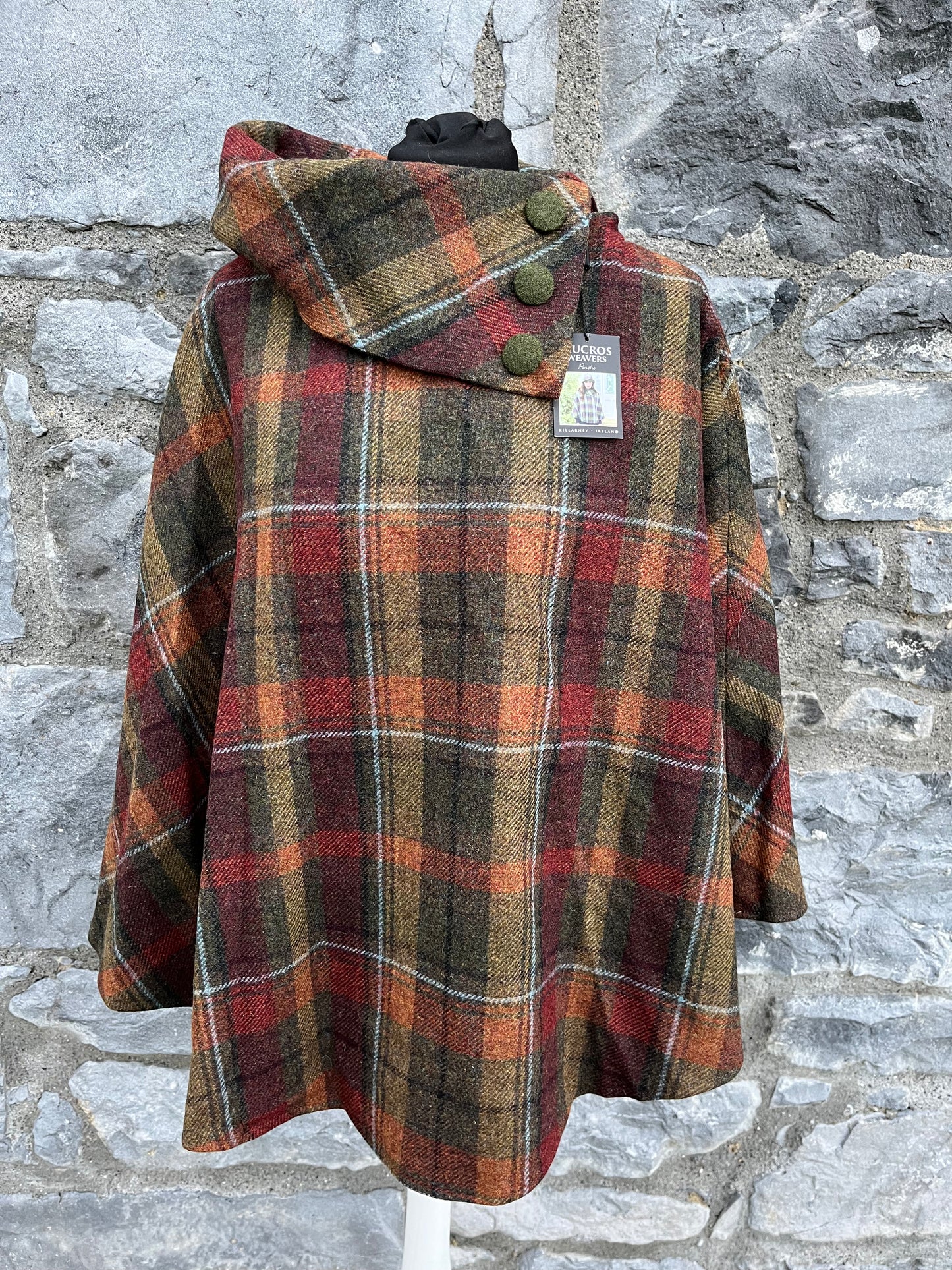 Tartan poncho with a hat