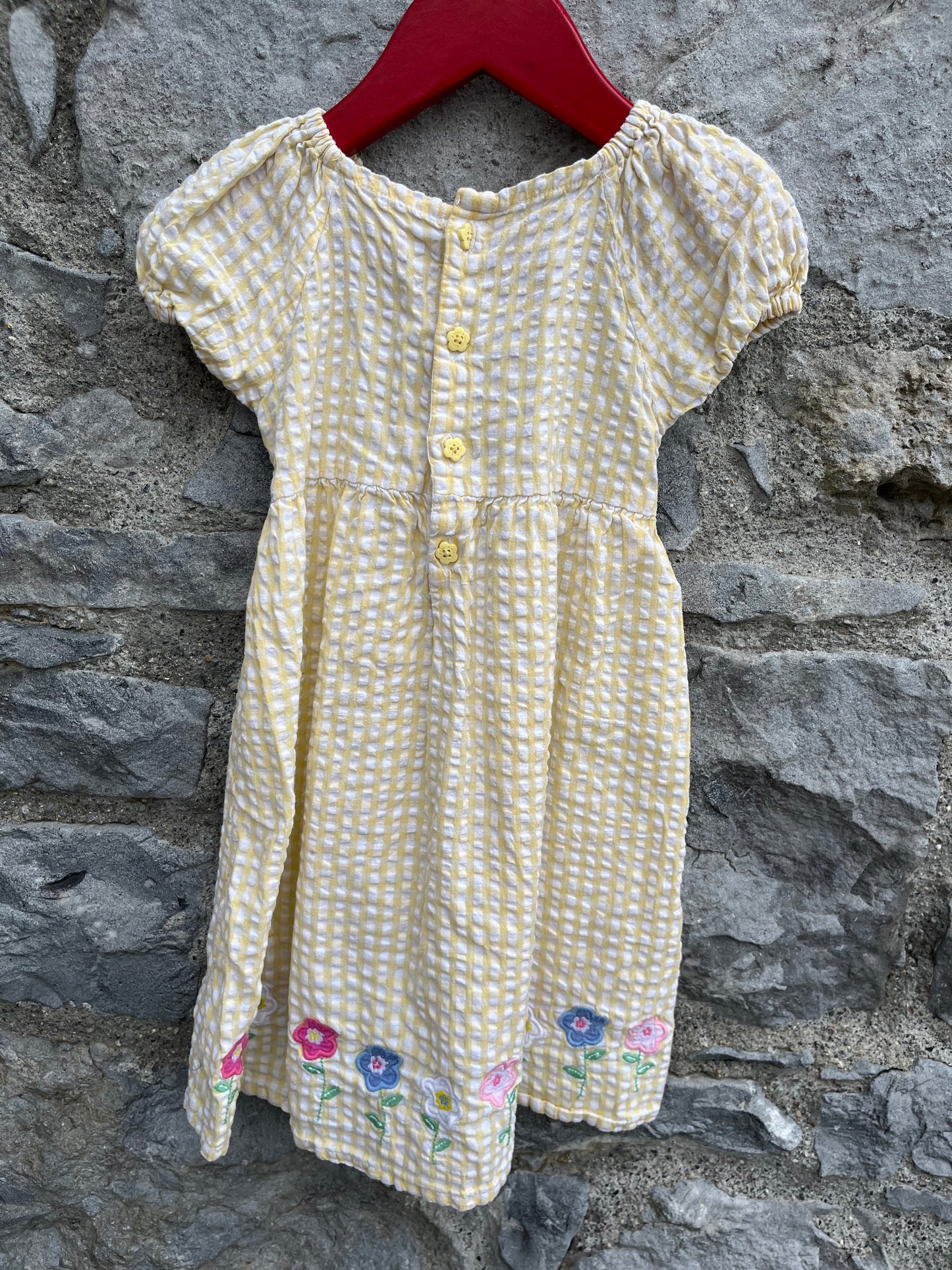 Yellow gingham dress   2-3y (92-98cm)