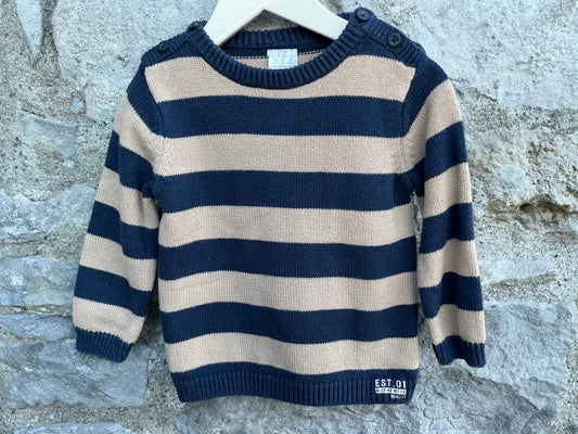 Navy&beige jumper   6-9m (68-74cm)