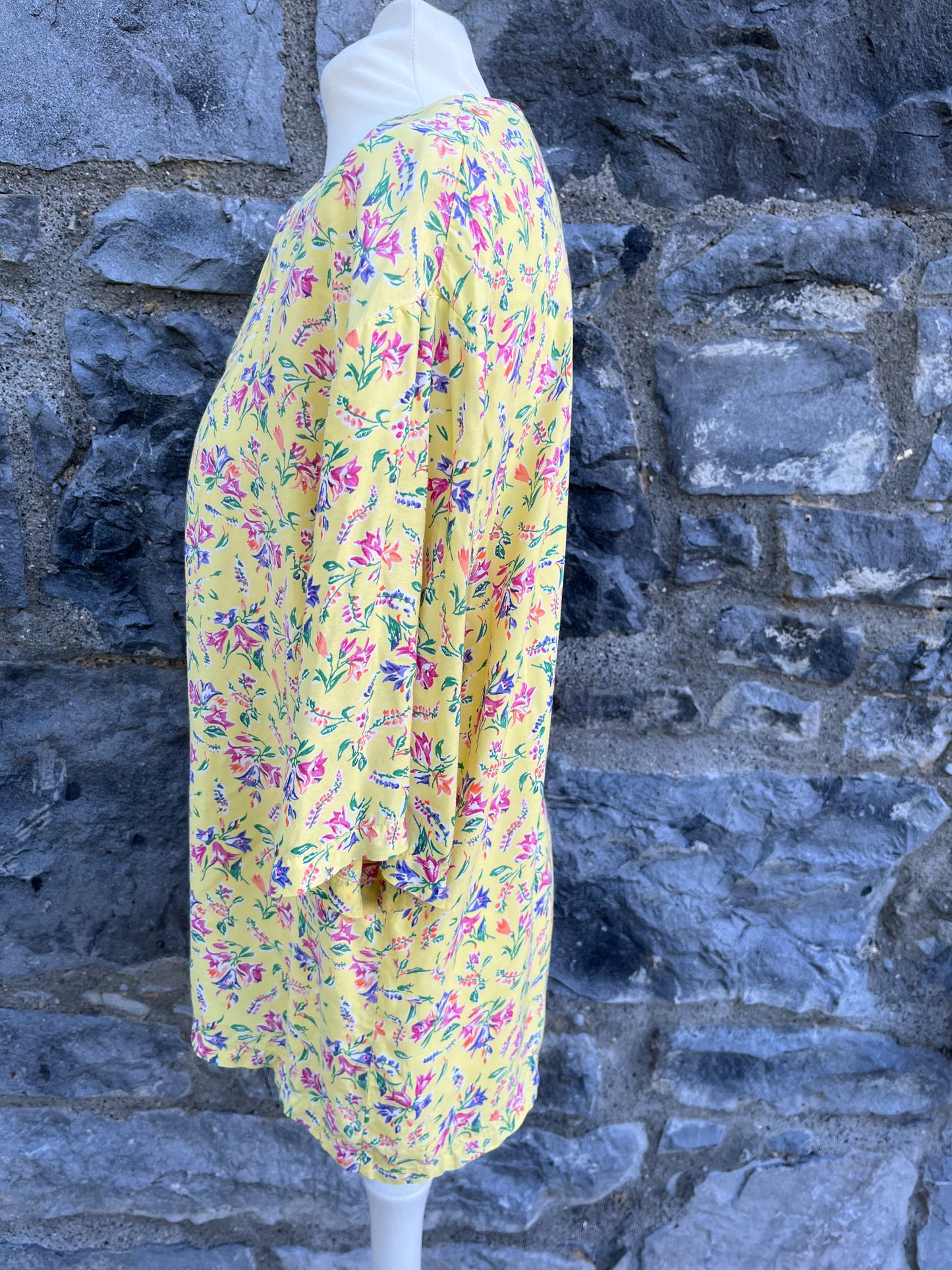 80s yellow floral shirt uk 12-14