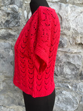Load image into Gallery viewer, Pointelle red cardigan uk 8-10
