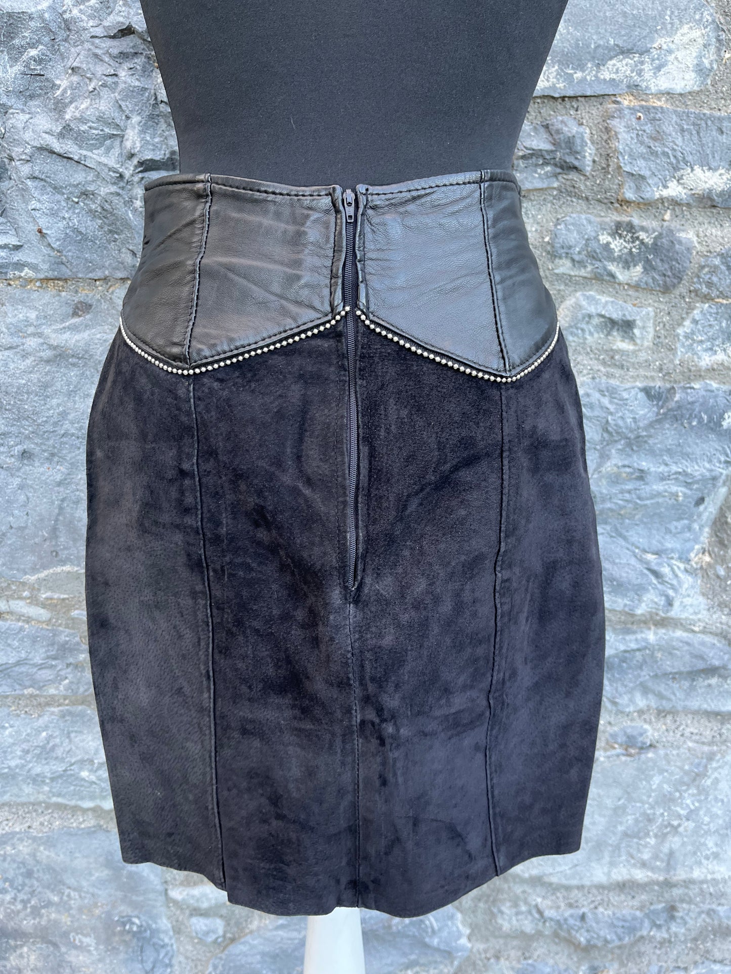 80s black suede skirt uk 6-8