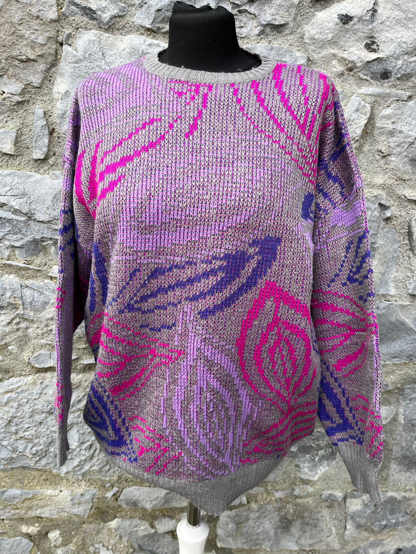 80s pink leaves jumper uk 12-14