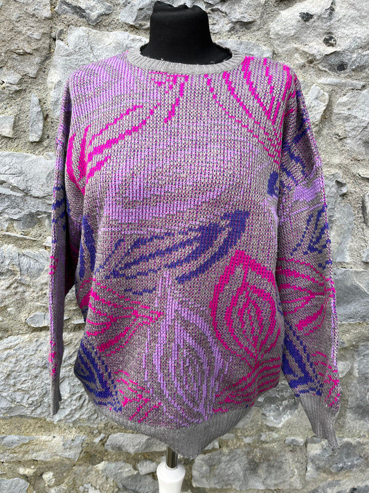 80s pink leaves jumper uk 12-14