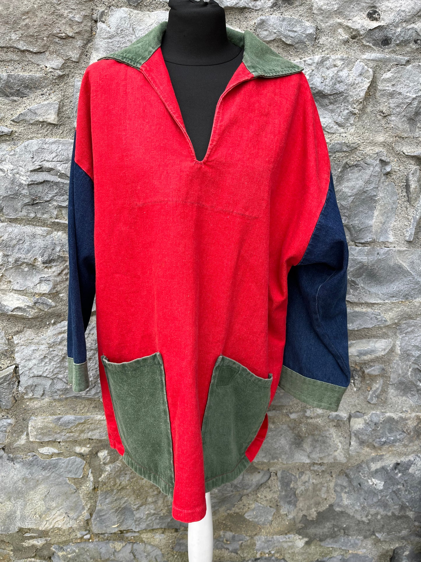 80s red denim shirt M/L