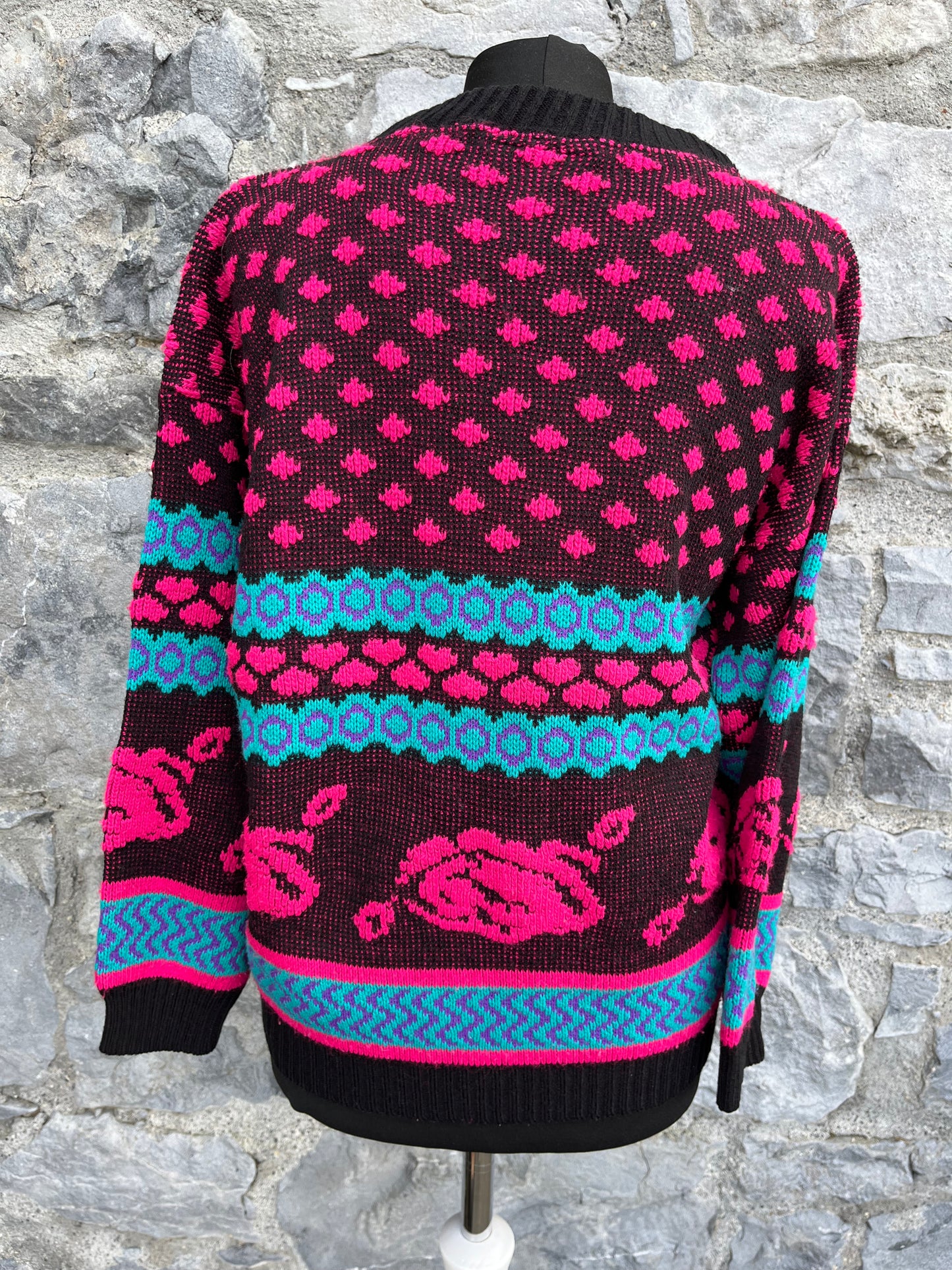 80s pink&blue jumper uk 8-12