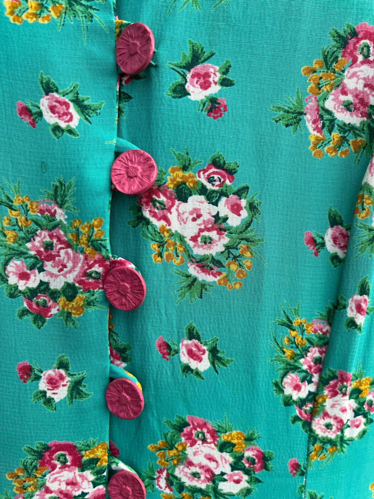 80s green floral dress   uk 10