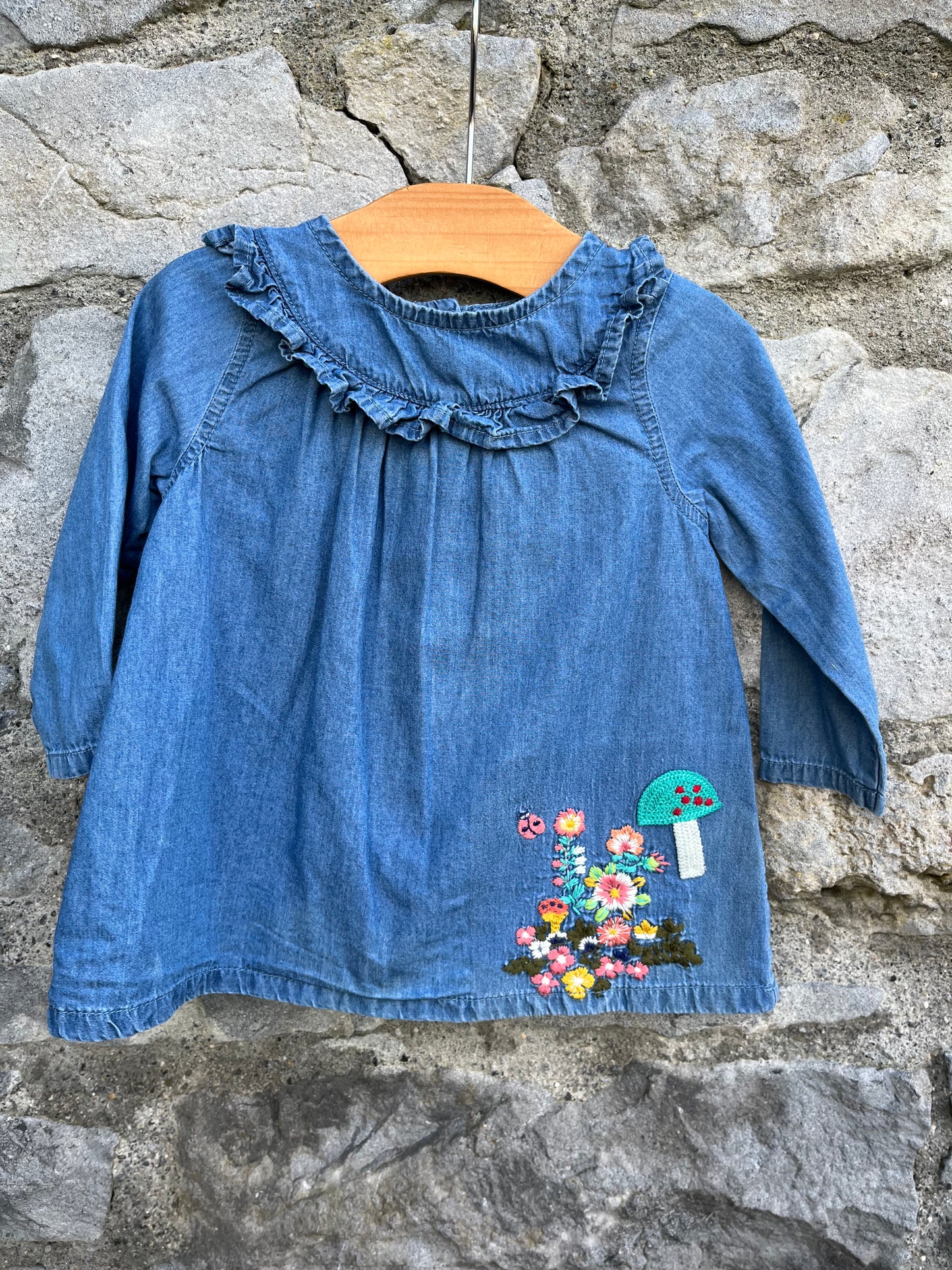 Denim embroidered dress  6-9m (68-74cm)