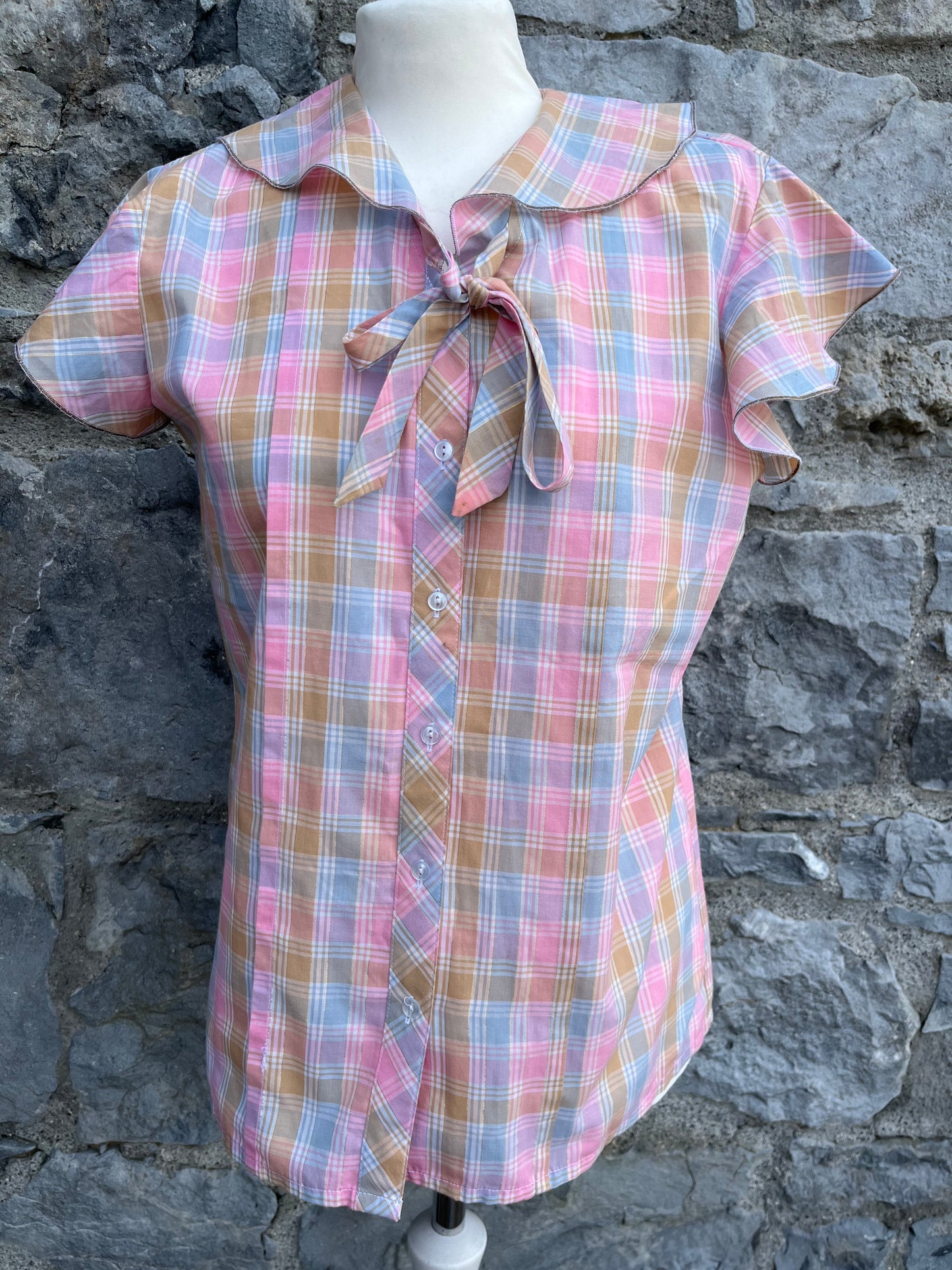 Pink check top uk 10