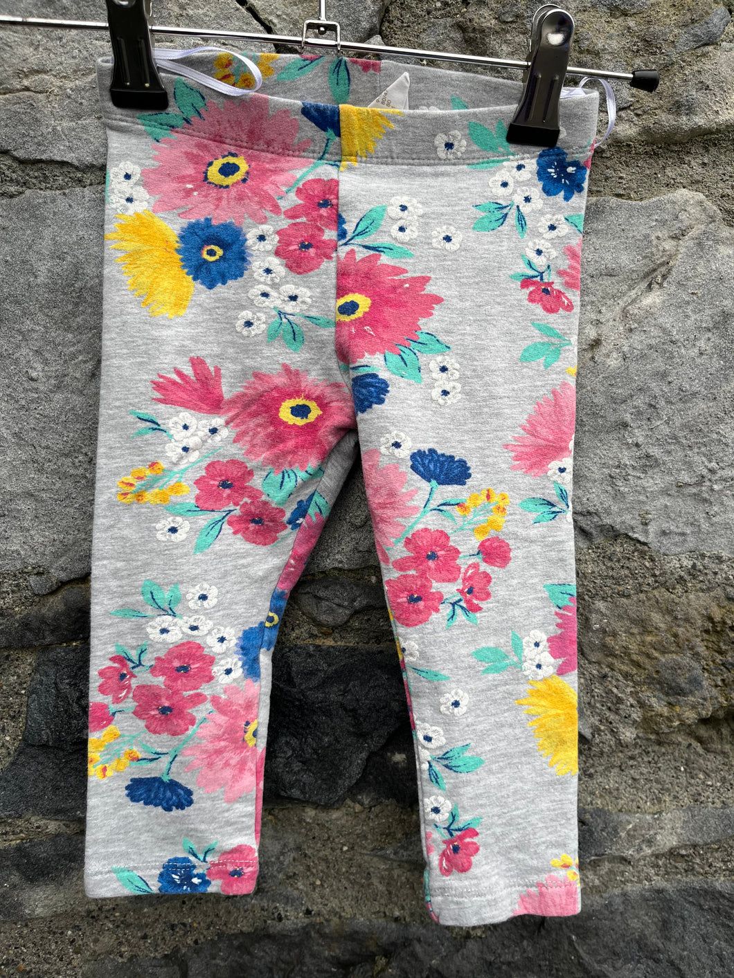 Grey floral leggings   9-12m (74-80cm)