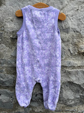 Load image into Gallery viewer, Purple velour dungarees  2-4m (62cm)
