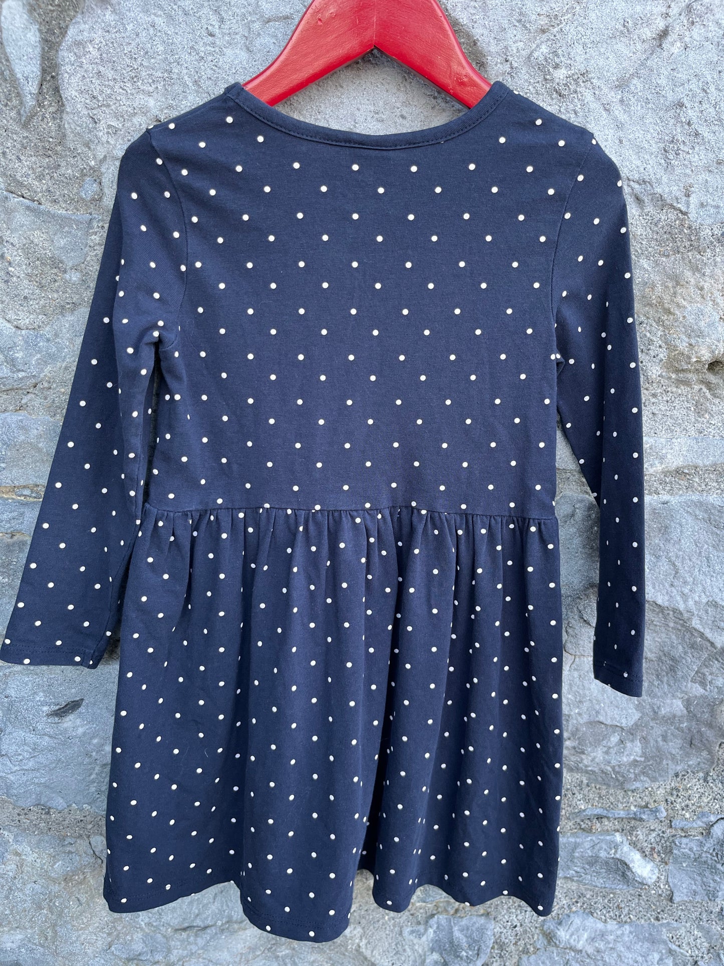 Navy polka dots dress  3-4y (98-104cm)