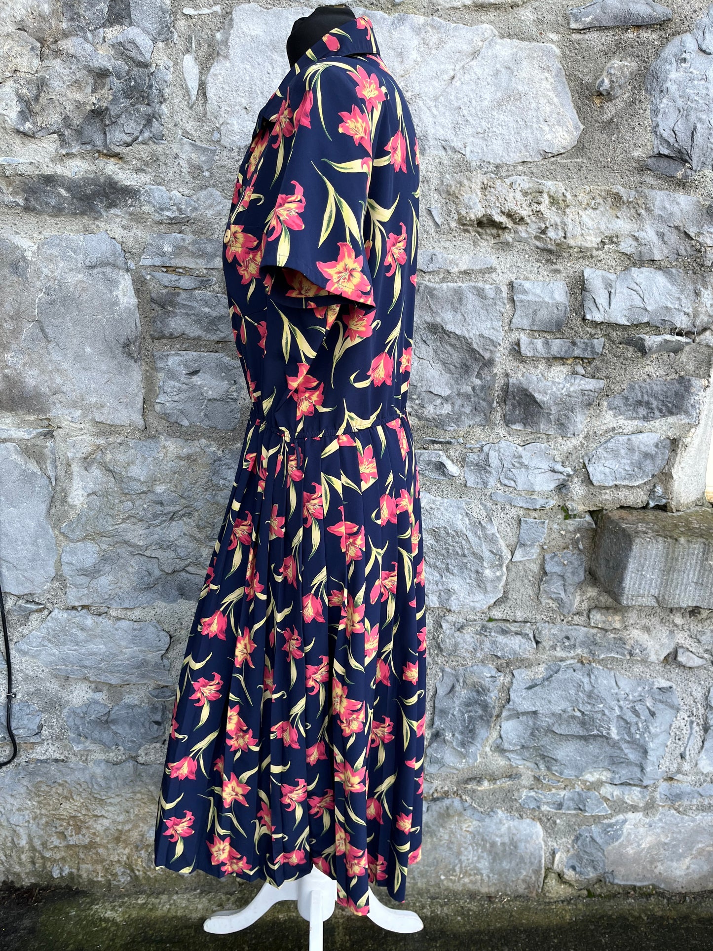 80s floral navy dress uk 12