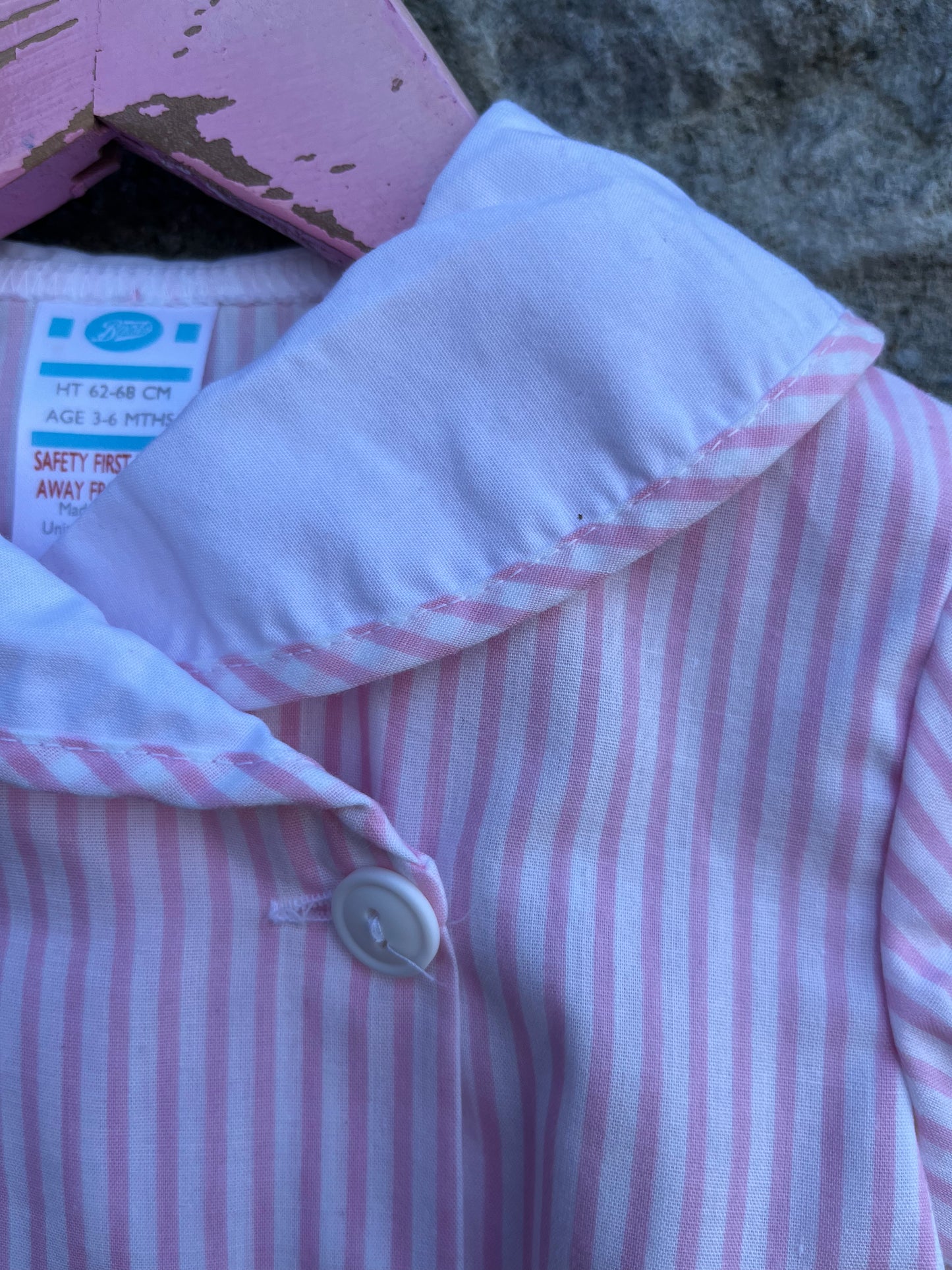 80s pink stripy dress  3-6m (62-68cm)