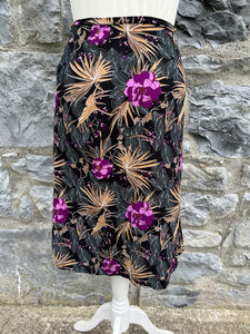 90s black floral skirt uk 4-6