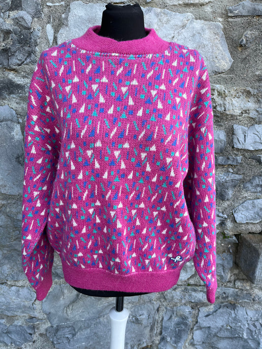 80s pink woolly jumper uk 14-16