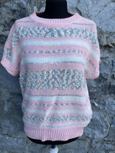 Load image into Gallery viewer, Pink knitted short sleeve jumper uk 10-14

