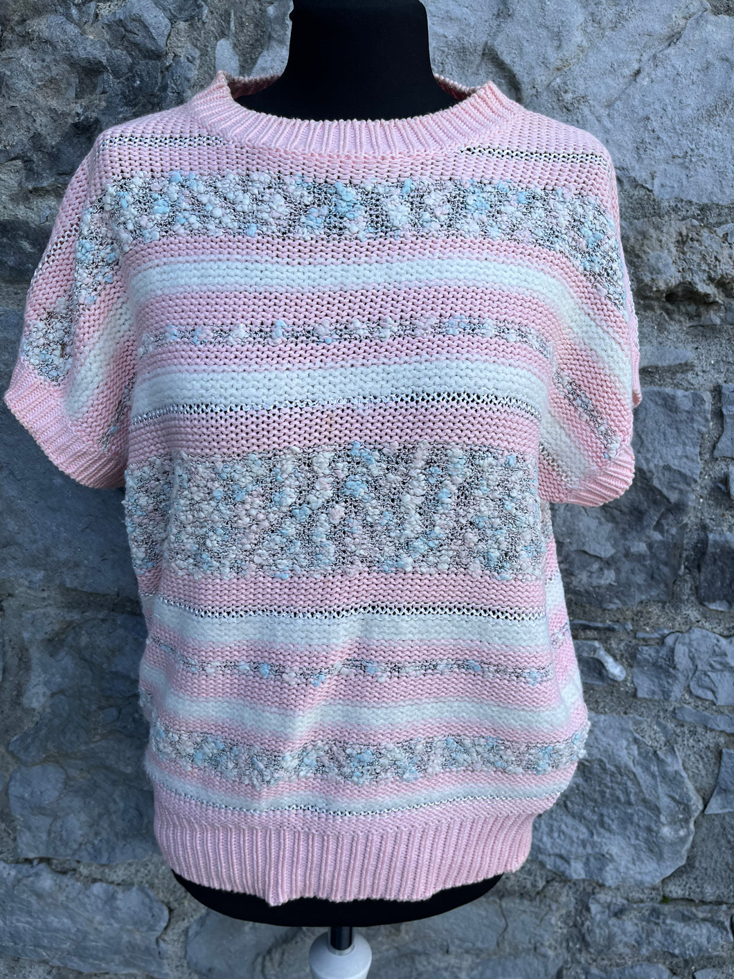 Pink knitted short sleeve jumper uk 10-14