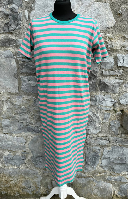 Green&pink stripy dress uk 8-10