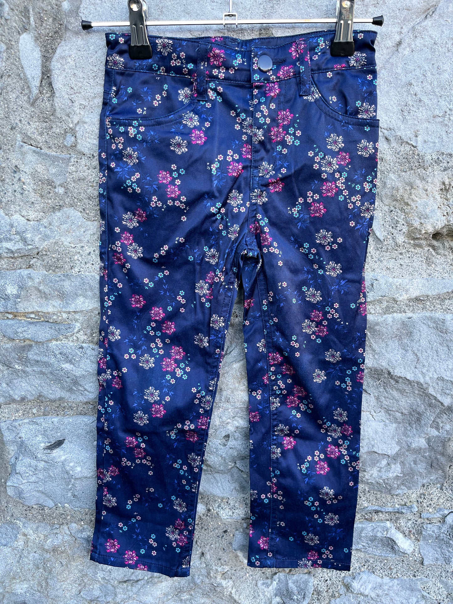 Navy floral pants 3-4y (98-104cm)