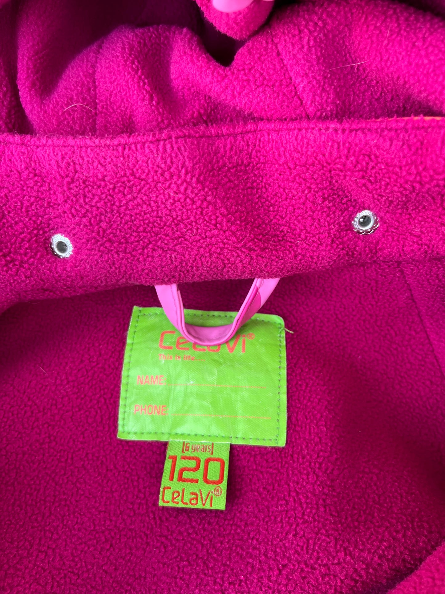 Pink elephants raincoat  6-7y (116-122cm)