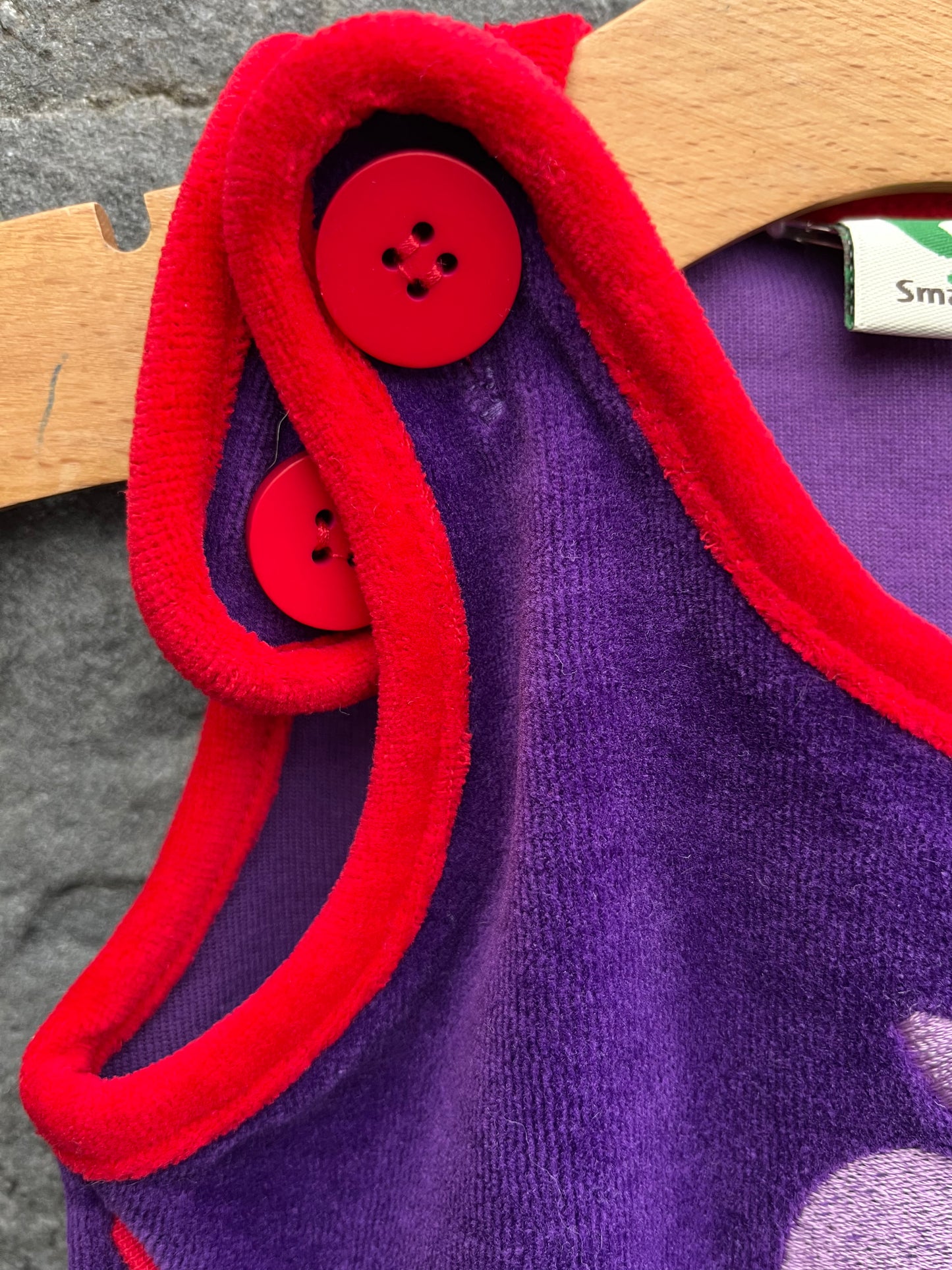 Purple velour dungarees   0-1m (50-56cm)