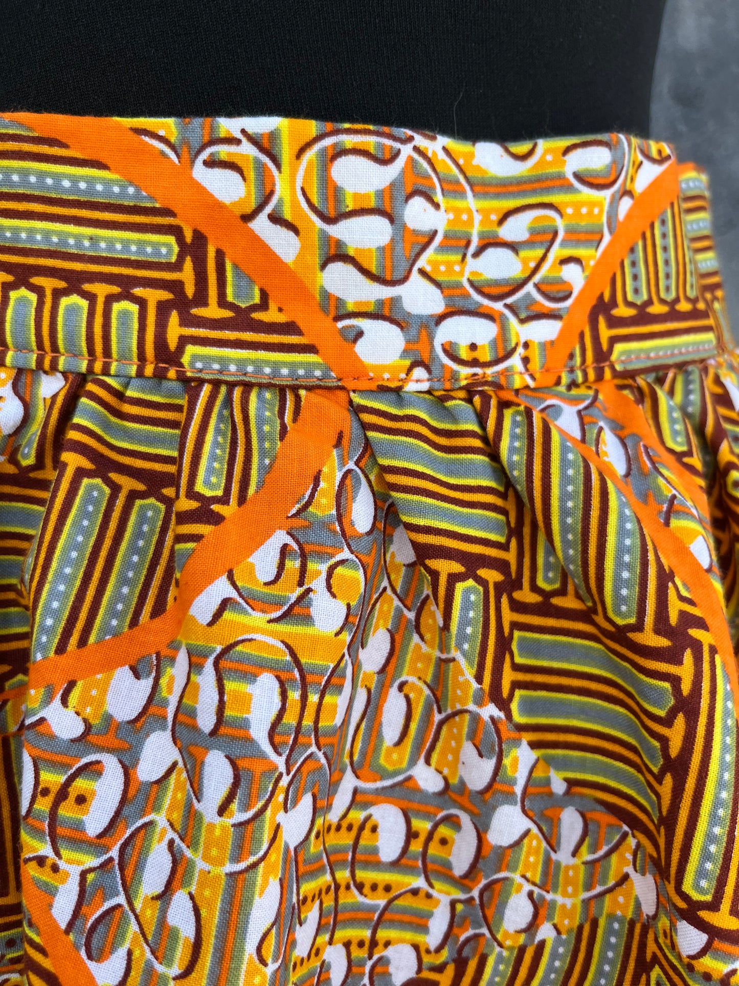 Orange African print skirt uk 8