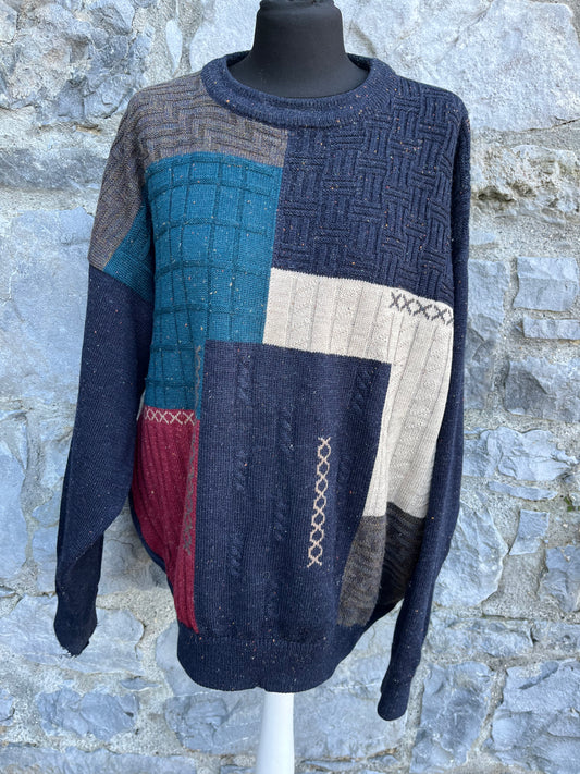 80s patchwork jumper M/L