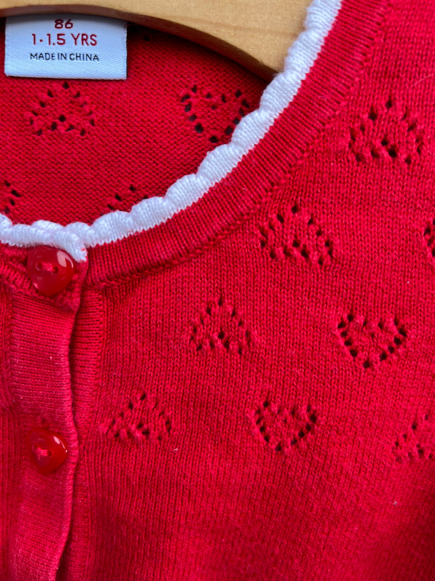 PoP Red pointelle cardigan  12-18m (80-86cm)