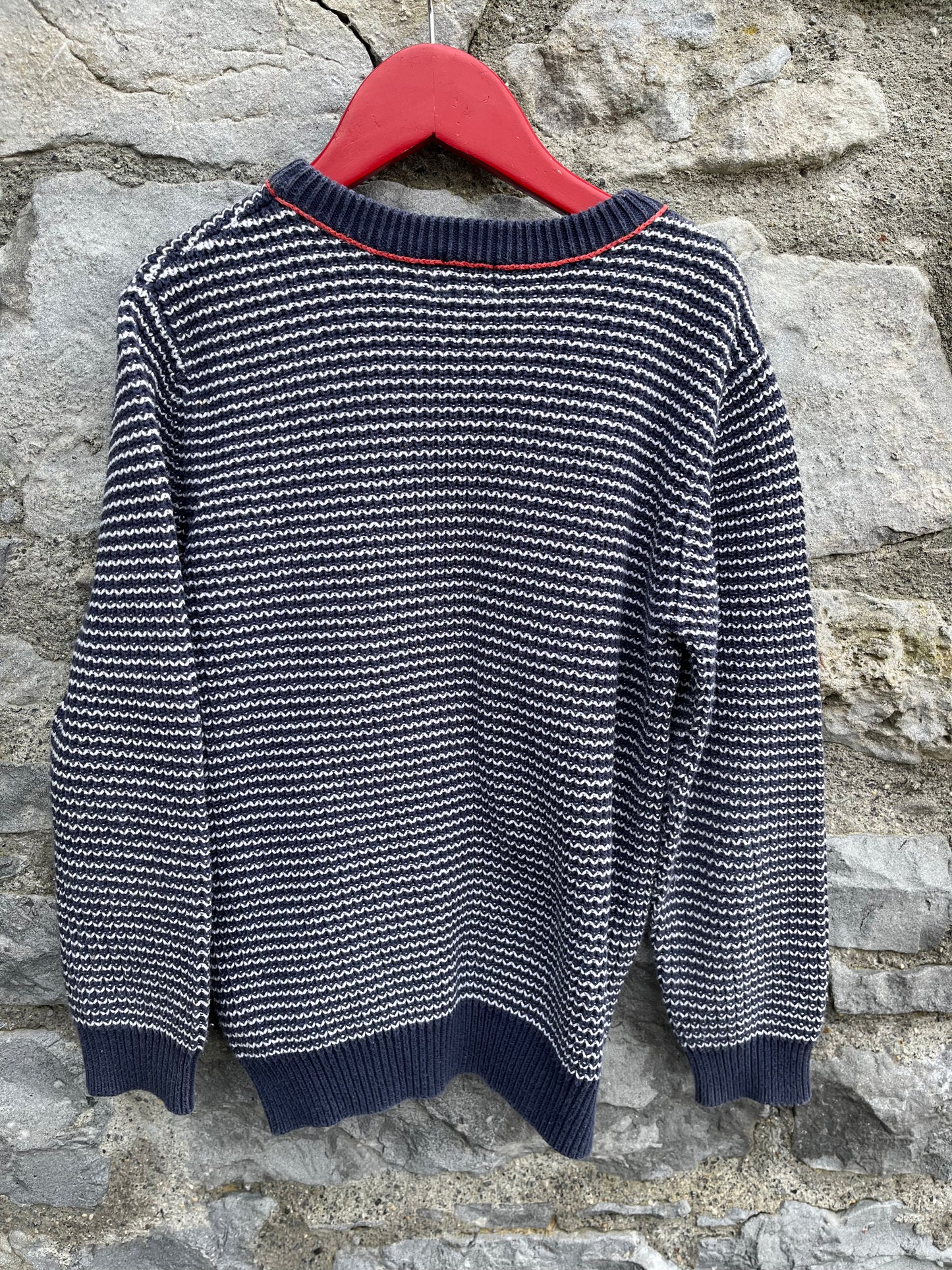 Navy stripy jumper   7y (122cm)