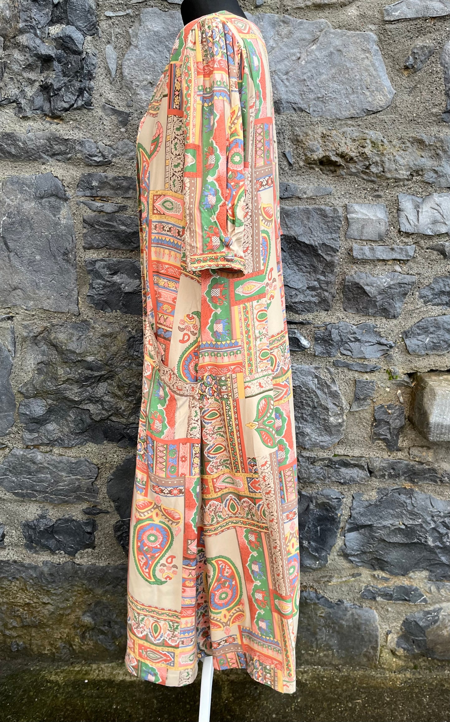 80s patchwork paisley dress uk 12