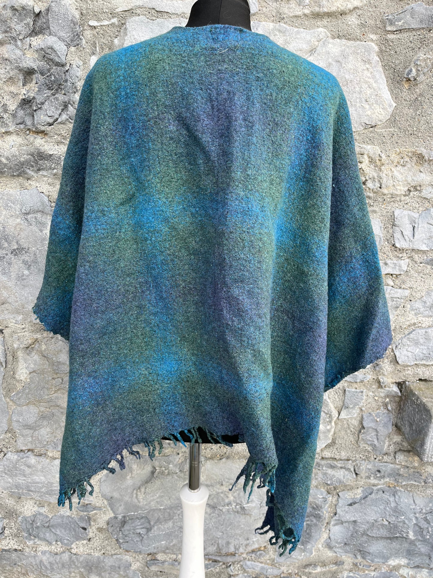 Teal ombré poncho