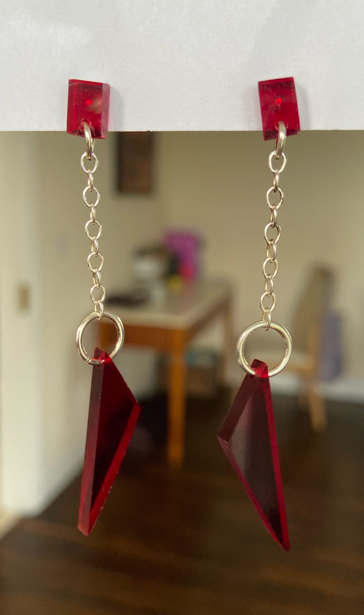 Red chain earrings