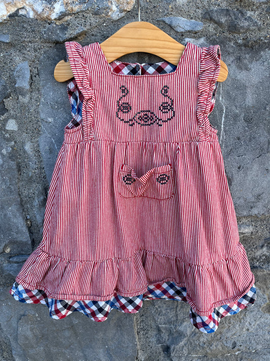 Red stripy pinafore   12-18m (80-86cm)