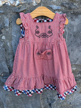 Load image into Gallery viewer, Red stripy pinafore   12-18m (80-86cm)
