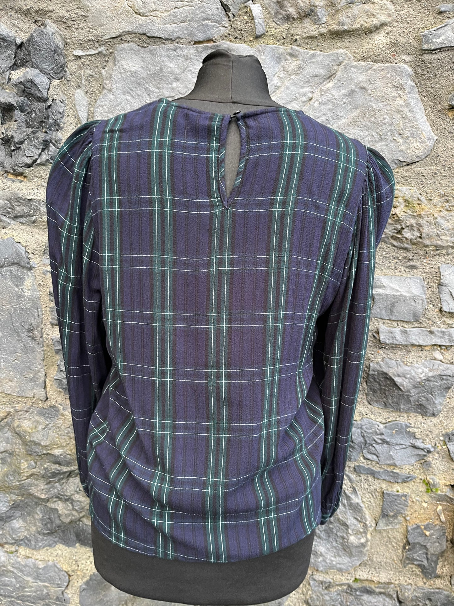 Green&navy check top uk 8-10