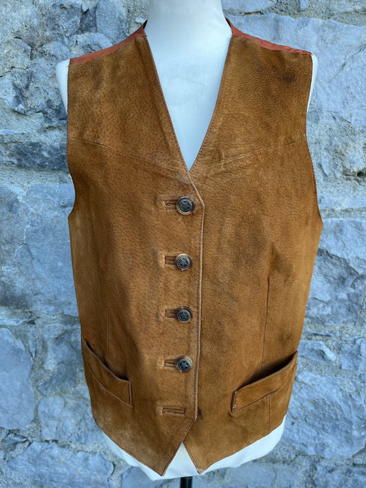 Brown suede waistcoat Small