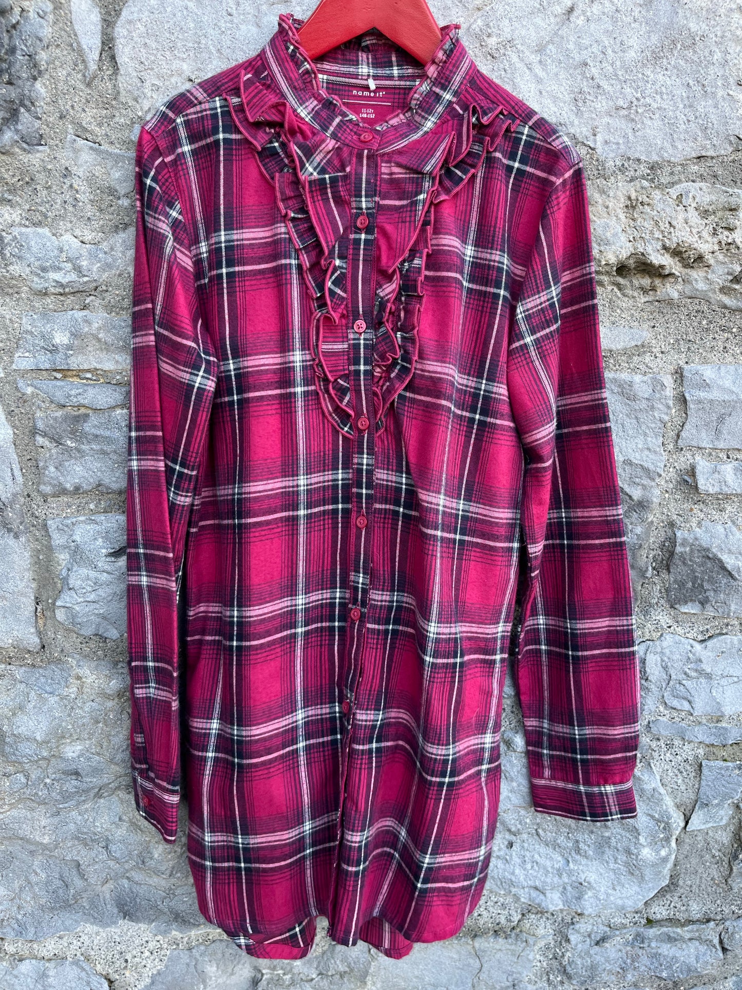 Maroon tartan tunic   11-12y (146-152cm)