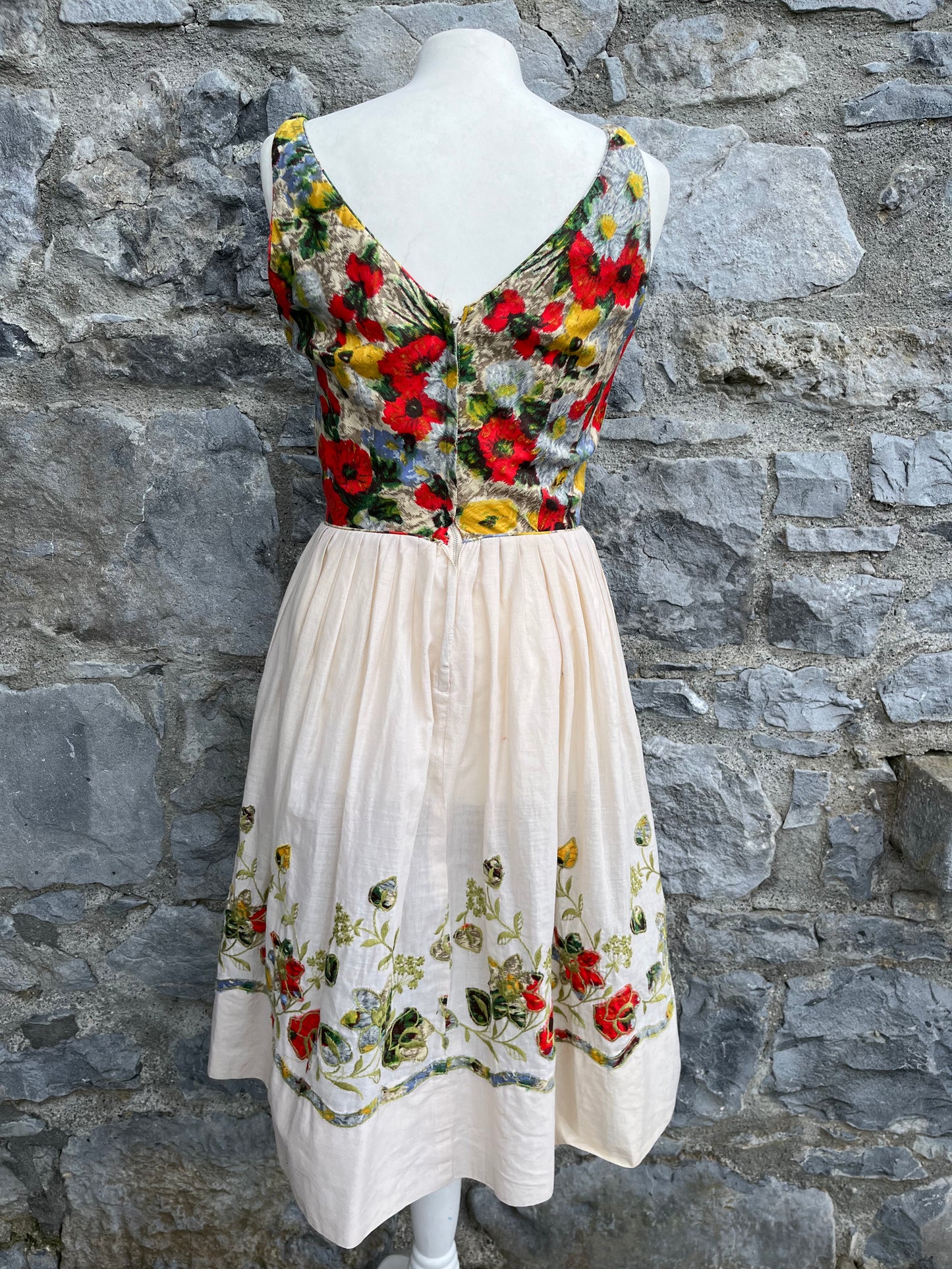 80s folk floral dress uk 6-8